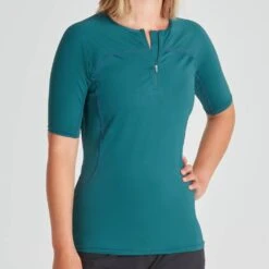 NRS Short Sleeve Rashguard - Women's -River Sports Shop 10020 08 Mediterranea Model FrontCrop 080221 1000x1000 5e681039 1fa0 40b5 8a11 c0cb005bbd51