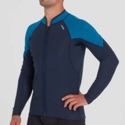 NRS Hydroskin 0.5mm Jacket - Men's -River Sports Shop 15008 06 NavyMykonos Model FrontCrop 080723 1000x1000 4fd9d77e 33a9 4a7e 898f cc0350249913