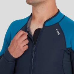 NRS Hydroskin 0.5mm Jacket - Men's -River Sports Shop 15008 06 NavyMykonos Model Zipper 080723 1000x1000 b57e10fc 3652 4bc1 a941 c9d61ffcf4d5