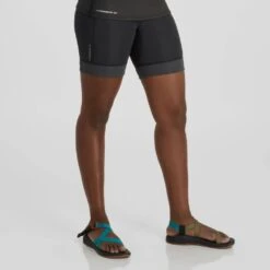 NRS HydroSkin 0.5mm Shorts - Women's -River Sports Shop 15016 06 BlackGraphite Model FrontCrop 080723 1000x1000 eba5ec85 85a7 4892 b957 9f880e223aea