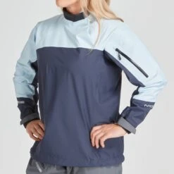 NRS Endurance Splash Jacket - Women's -River Sports Shop 20011 07 CloudNavy Model FrontCrop 070121 1000x1000 47fe698f 10ce 42c9 8289 bf055d665549