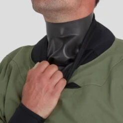 NRS Phenom GORE-TEX Pro Dry Suit - Men's (2025) -River Sports Shop 22546 01 Olive Model NeckGasket 122023 1000x1000 4809d383 dbcb 4c9b b910 93bf52a4f589