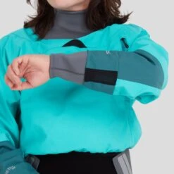 NRS Phenom GORE-TEX Pro Dry Suit - Women's (2025) -River Sports Shop 22547 01 Aqua Model WristDrain 091123 1000x1000 7f1b20a5 f27c 4c6c ab2b a85da7f7589a